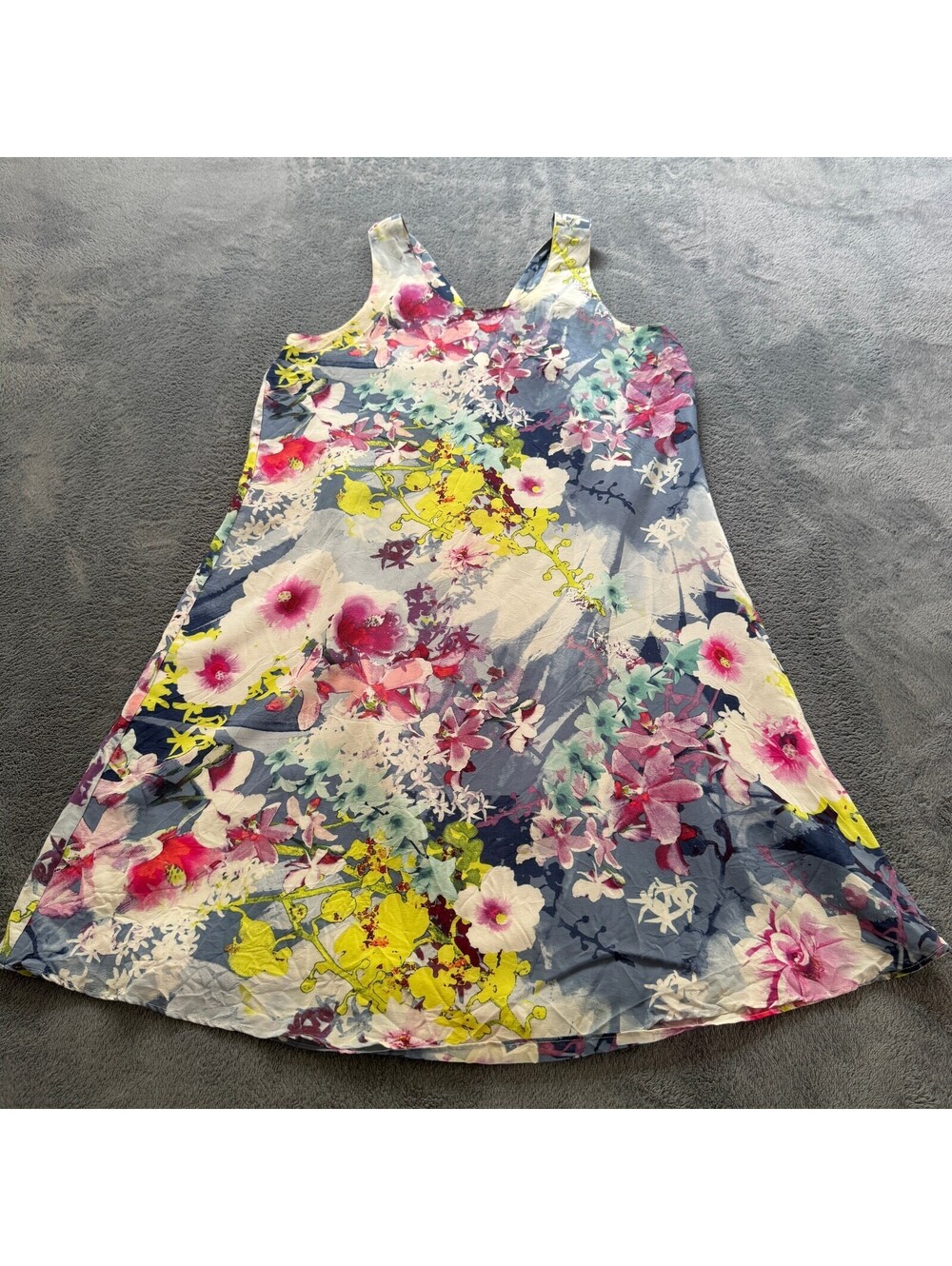 Cynthia Rowley 100% Silk Dress 4 Watercolor Floral A Line Trapeze Slip Mini Boho